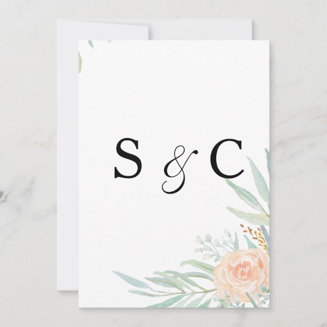 Tags. Pfirsichcreme. Hochzeitsstandort Mitteilungskarte (Vorderseite)