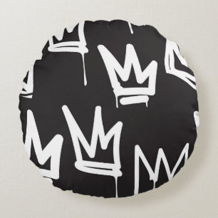 tags seamless pattern. Fashion black and white gra Rundes Kissen