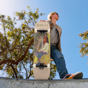 Tagträumendes Mädchen an der Wand Abstrakte Farbig Skateboard