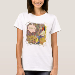 Tagträumendes Mädchen an der Wand Abstrakte Farbig T-Shirt