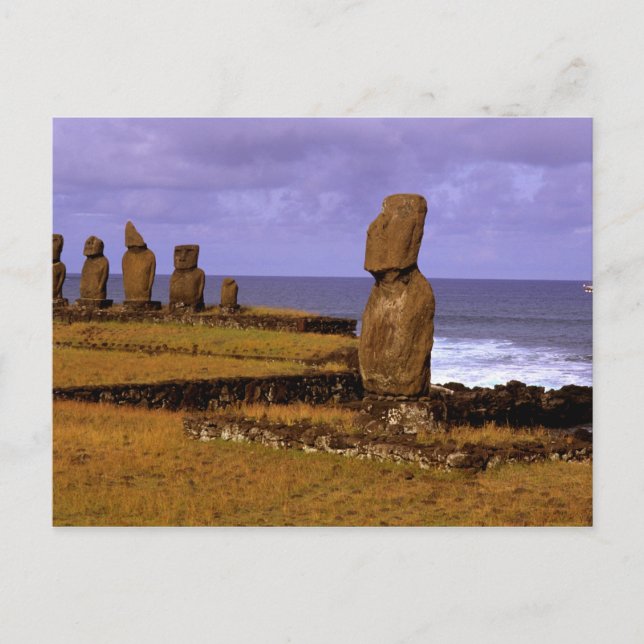 Tahai Platform Moai Statue Abstrakt Ostern Postkarte (Vorderseite)