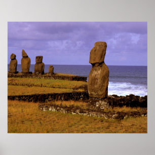 Tahai-Plattform Moai-Statue Abstracts Ostern Poster