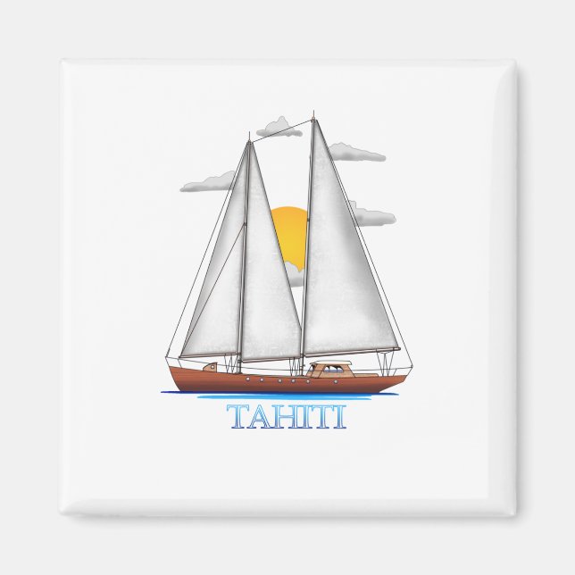 Tahiti Coastal Nautical Sailing Magnet (Vorne)