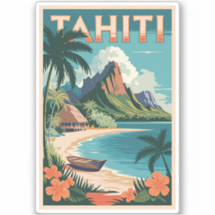 Tahiti Französisch Polynesien Illustration Reisen  Aufkleber