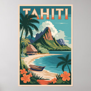 Tahiti Französisch Polynesien Illustration Reisen Poster