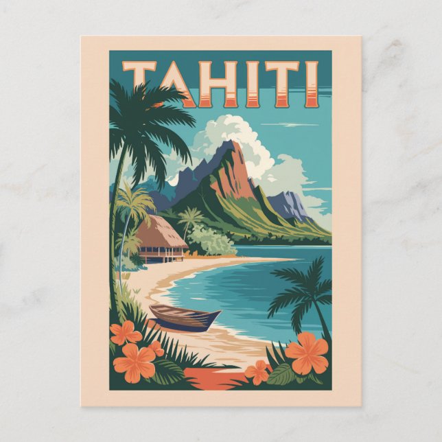 Tahiti Französisch Polynesien Illustration Reisen  Postkarte (Vorderseite)