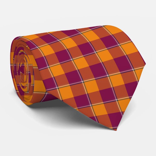 Tahiti Gold and Rose Bud Cherry Plaid Neck Tie Krawatte (Gerollt)