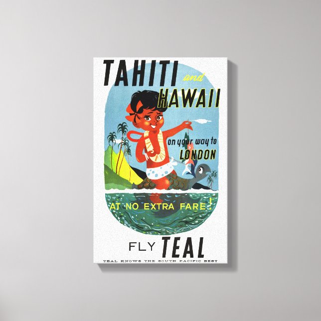 Tahiti Hawaii Vintage Travel Poster Zurück Leinwanddruck (Vorderseite)