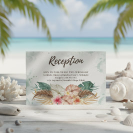 Tahiti | Hochzeitsempfang für tropische Flora und Begleitkarte