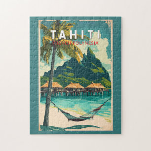Tahiti Illustration Travel Art Vintag Puzzle