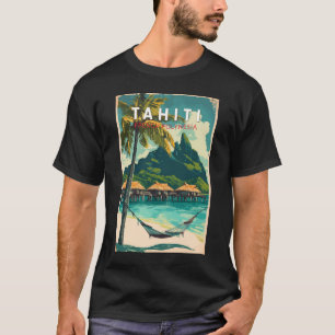 Tahiti Illustration Travel Art Vintag T-Shirt