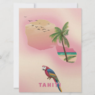 Tahiti illustrierte Reisekarte Poster Einladung