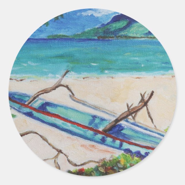 Tahiti Outriggger Runder Aufkleber (Vorderseite)