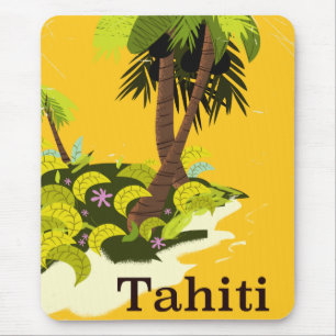 Tahiti Retro Reiseplakat Mousepad