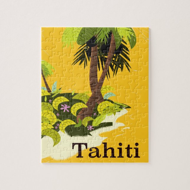 Tahiti Retro Reiseplakat Puzzle (Vertikal)