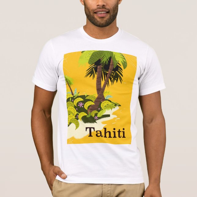 Tahiti Retro Reiseplakat T-Shirt (Vorderseite)