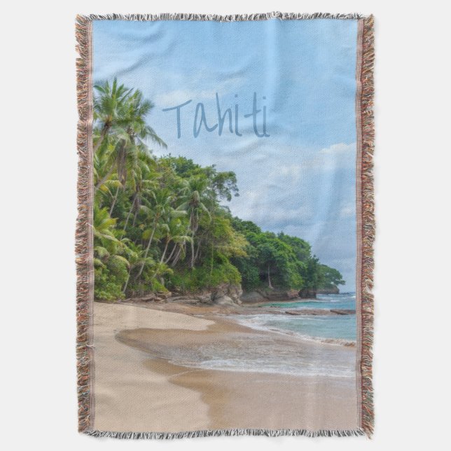 Tahiti Sand Beach Blue Sky Palm Trees Decke (Vorderseite Vertikal)