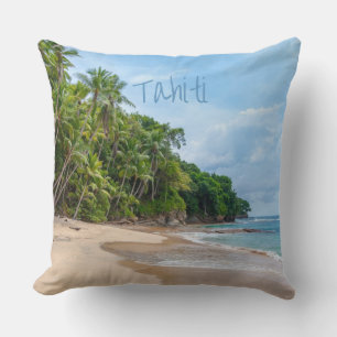Tahiti Sand Beach Blue Sky Palm Trees Kissen