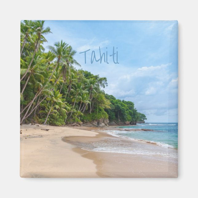 Tahiti Sand Beach Blue Sky Palm Trees Magnet (Vorne)