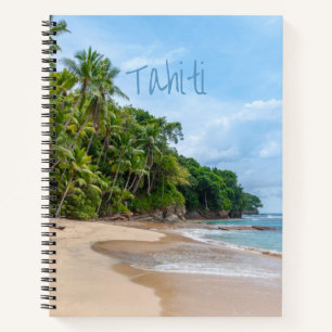 Tahiti Sand Beach Blue Sky Palm Trees Notizbuch