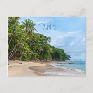 Tahiti Sand Beach Blue Sky Palm Trees Postkarte