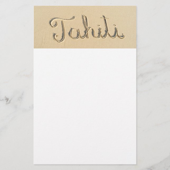 Tahiti-Schild auf dem Strand Sand Flyer (Hinten)
