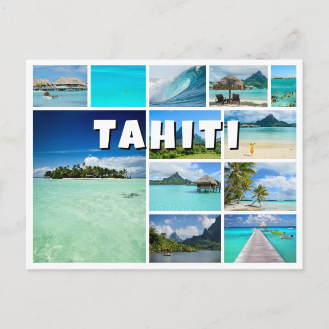 Tahiti Souvenir Foto Collage Postkarte (Vorderseite)