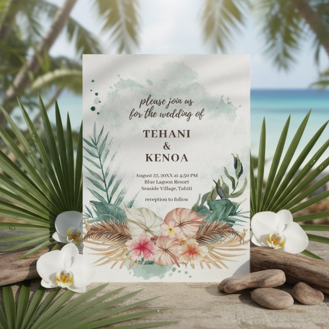 Tahiti | Tropical Beach Island Wedding Einladung (Von Creator hochgeladen)