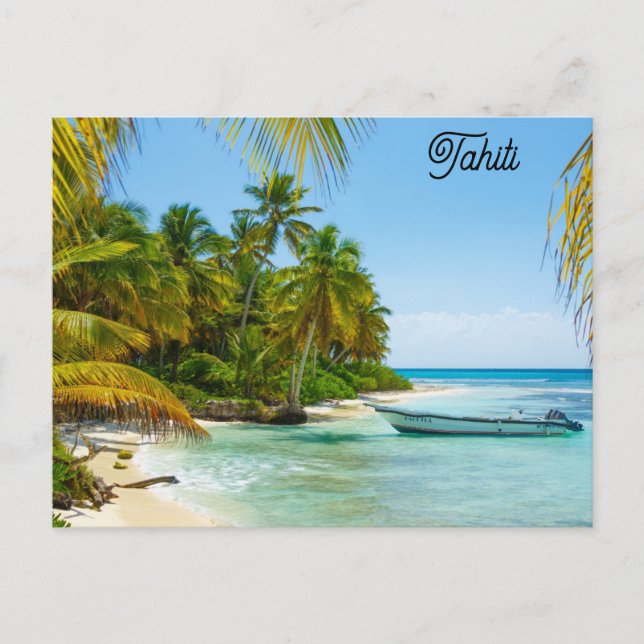 Tahiti Tropical Beach Travel Foto Postcard Postkarte (Vorderseite)