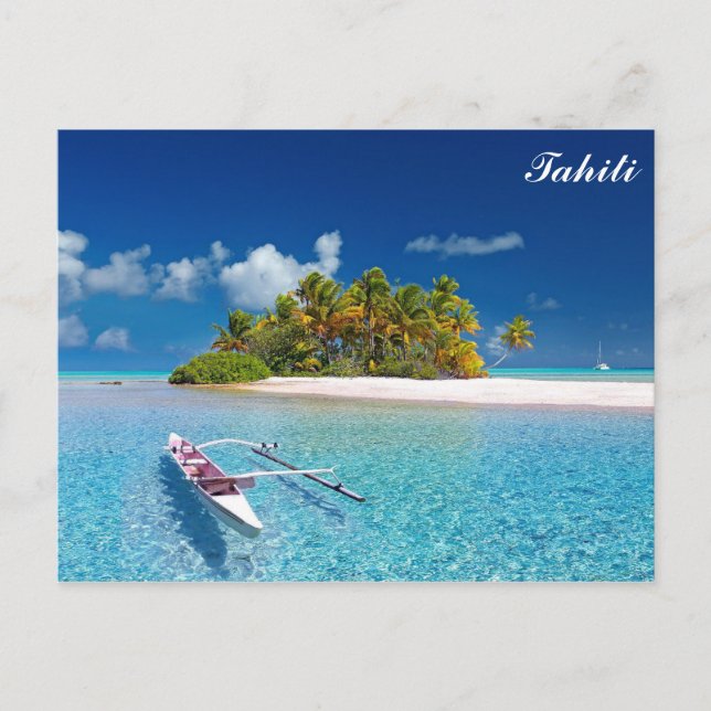 Tahiti Tropical Beach Travel Foto Postkarte (Vorderseite)