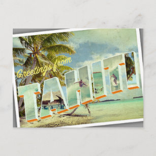 Tahiti Vintag Foto Postkarte
