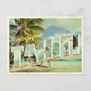 Tahiti Vintag Foto Postkarte