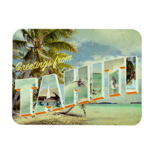 Tahiti Vintage-Foto-Postkarte Magnet