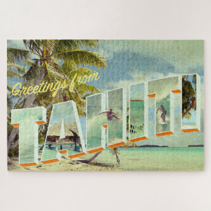 Tahiti Vintage-Foto-Postkarte Puzzle