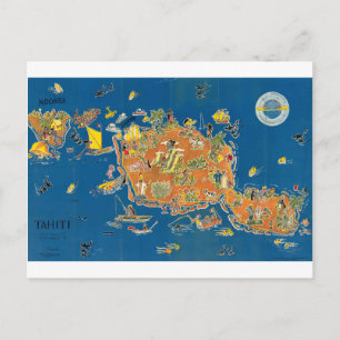 Tahiti Vintage-Karte Postkarte