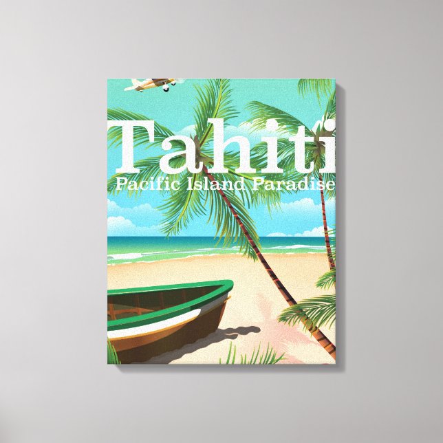Tahiti Vintage Reiseplakat Leinwanddruck (Vorderseite)