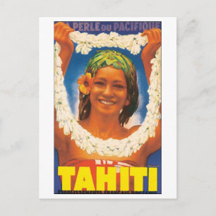 Tahiti Vintage-Reiseposter Postkarte