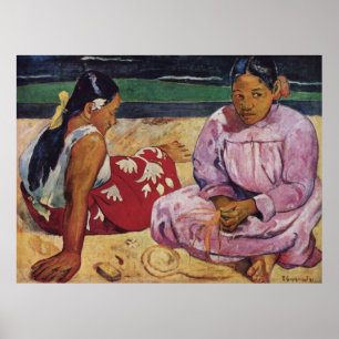 Tahitian Frauen auf Strand durch Gauguin Poster