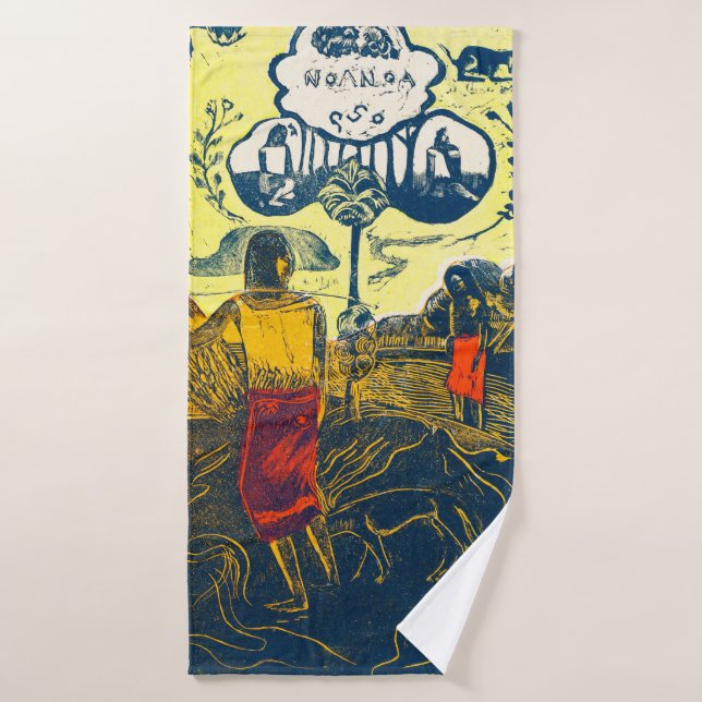 Tahitian Women and Dog, Gauguin Badehandtuch (Badehandtuch)