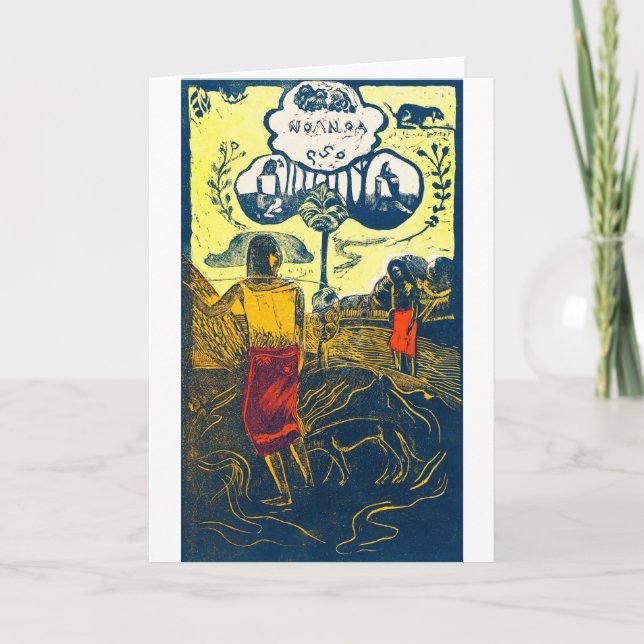 Tahitian Women and Dog, Gauguin Karte (Vorderseite)