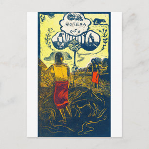 Tahitian Women and Dog, Gauguin Postkarte