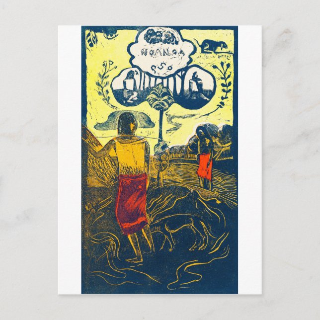 Tahitian Women and Dog, Gauguin Postkarte (Vorderseite)