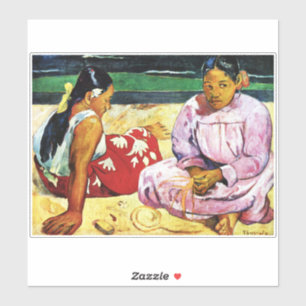 Tahitianische Frauen am Strand von Paul Gauguin Aufkleber
