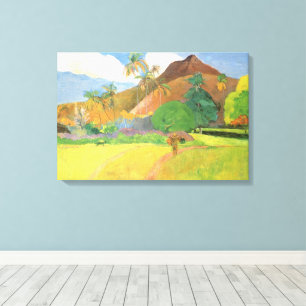 Tahitianische Landschaft, Berge Tahiti, Paul Gaugu Leinwanddruck