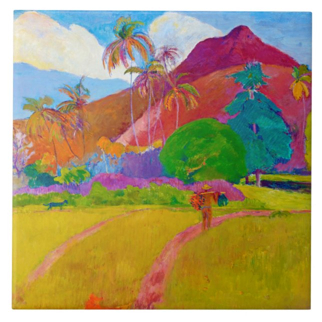 Tahitianische Landschaft, Gauguin Fliese (Vorderseite)