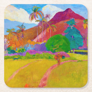 Tahitianische Landschaft, Gauguin Rechteckiger Pappuntersetzer