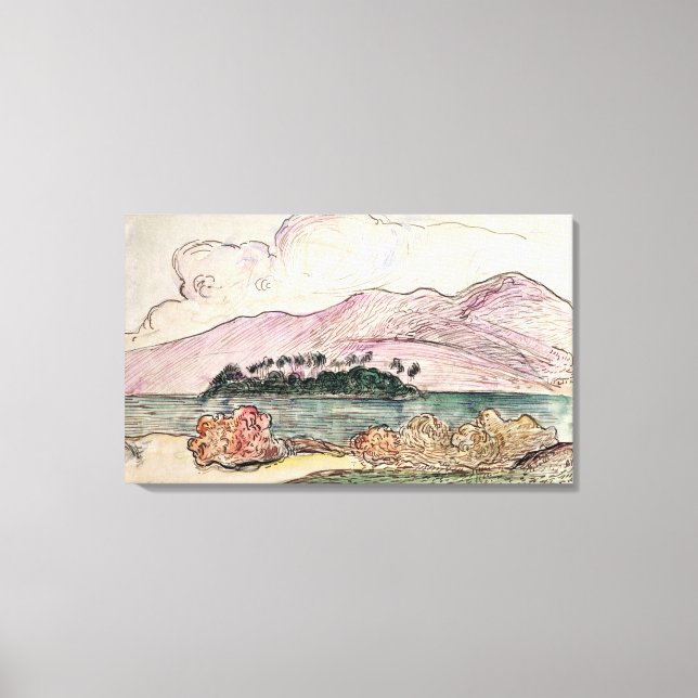 Tahitianische Landschaft (mit Papier) Leinwanddruck (Vorderseite)