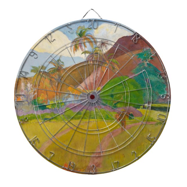 Tahitianische Landschaft (von Paul Gaugin) Dartscheibe (vorne)