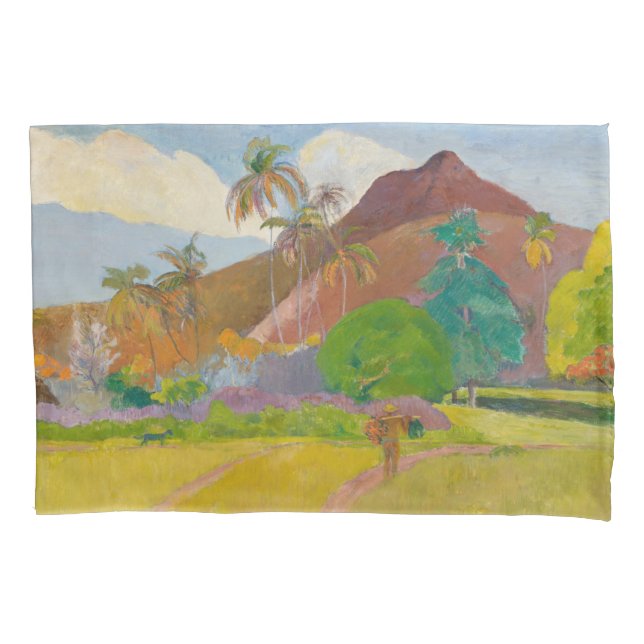 Tahitianische Landschaft (von Paul Gaugin) Kissenbezug (Vorderseite-Links)