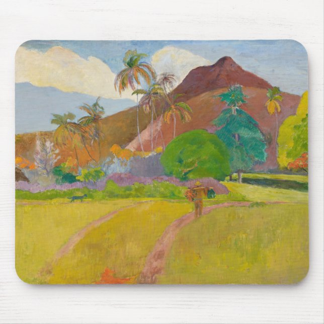 Tahitianische Landschaft (von Paul Gaugin) Mousepad (Vorne)